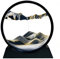 Yuomiker Peinture de Sable Qui coule - Image de Sable Dynamique, Cadre Sablier 3D en Verre Rond, Image d'art de Sable en Mouvement pour décoration la Maison Bureau(Noir, 12 Pouces)