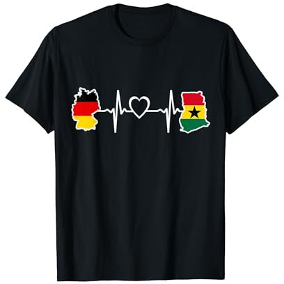 Ghana Deutschland Flagge Ghanaisch Deutsch Herzschlag T-Shirt