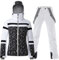 GS SNOWING Damen Ski Jacken und Hosen Set Winddicht Wasserdicht Isoliert Schneeanzug Winter Warm Snowboard Schnee Mantel, #002 Schwarz + Weiß, X-Large