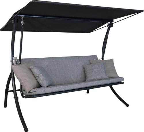 ANGERER Hollywoodschaukel Motion Smart hellgrau | Gartenschaukel Made in Germany, Schaukel zum Sitzen, Liegen und Entspannen, inklusive Bett-Funktion, einfache Montage