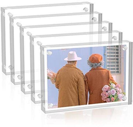 Sezanrpt Acryl Bilderrahmen 9x13cm 5er Set Doppelseitige Magnete Magnetrahmen Magnetrahmen 8x10 9x12 6x9 10 + 10mm dick