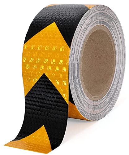 XFXIA reflektorband gelb schwarz Reflektierendes Klebeband 20m x 5cm Reflektorband Selbstklebend Warnklebeband Sicherheitsband-Conspicuous Warning Tape für Fahrzeuge,Autos,Anhänger,Draussen