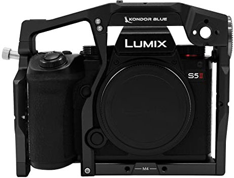 KONDOR BLUE | Cage Only for Panasonic LUMIX S5II/X | Built-in NATO Rails, HDMI/USB C Cable Clamp, & Built-in Tools for Professional worflows | Raven Black
