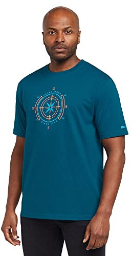 Peter Storm Men's Linear Compass T-Shirt, 100% Cotton Jersey, Crew Neck, Short Sleeve (UK, Alpha, M, Regular, Regular, Blue)