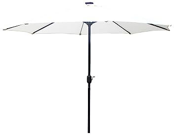 CONCEPT USINE | Parasol Rond droit Ø 3 m avec Barres LED Manarola Écru| Structure Alu & Acier | Toile 100% Polyester | Idéal jardin Terrasse Piscine Balcon | Protection UV et Imperméable | Résistant