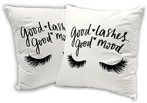 SKYDAWNY Good Lashes Good Mood Deko-Kissenbezug, 45,7 x 45,7 cm, dekorative Kissenbezüge, 2er-Set für Zuhause, Wohnzimmer, Bett, Sofa, Schlafzimmer, Dekoration, quadratisch, für den Außenbereich
