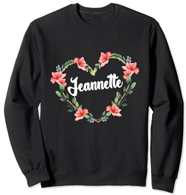 Jeannette Fleur Coeur Personnalisé Nom Jeannette Sweatshirt