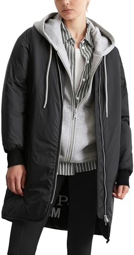 Marc O'Polo Denim Damen Übergangsjacke mit Strickkragen Long-Blouson, Schwarz (Black), S
