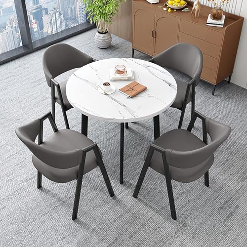 Esstisch Mit 4 Stühlen Set, Rezeption Tisch Und Stuhl Kombination, Besprechungstisch Mit 4 Stühlen, Platzsparender Runder 4-Sitzer-Café-Tisch, Platzsparende, Für Zuhause, Küche, Bibliothek, Lounge ( C