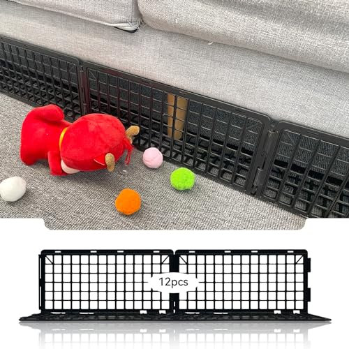 12 Stück Untercouch-Blocker für Bett, Couch, Möbel, Unterhalb des Sofas (schwarzer Kunststoff)