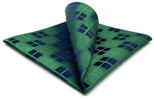 S&W SHLAX&WING Pañuelo de Bolsillo para Hombres Trajes Verde Azul Marino Cuadros Grande Fiesta Tejido