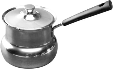 Kleiner Edelstahl Milchtopf 350ml mit Griff und Deckel, Silber | Butter und Soßen, Polierte Innenfläche, Dicke Ausführung, 1 Stück, Leicht zu Reinigen