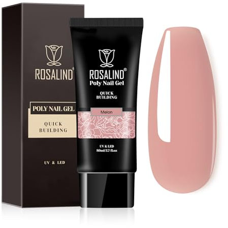 ROSALIND Poly Nail Gel Ricostruzione Unghie, 80ml Melon UV Gel Extension per Unghie, Acrygel per Professionale, Principiante Fai Da Te a Casa DIY Nail Art