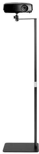 QWORK® Supporto per proiettore salvaspazio a forma di L con filettatura universale da 1/4 - Girevole a 360° - Altezza regolabile 65-120 cm - Base antiscivolo - Design con gestione dei cavi