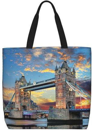 EdWal Leichte Reisetasche, Motiv: Baum des Lebens, lässige Umhängetasche, Handtasche, Arbeitstasche, Tower Bridge in London, Einheitsgröße