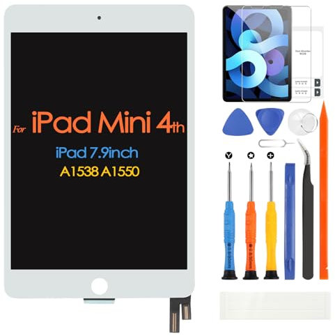 ARSSLY Pour iPad Mini 4 7.9 Remplacement Écran LCD Écran Tactile Digitizer pour iPad Mini 4 2015 A1538 A1550 Assemblée Complète Panneau De Verre Matrice Pièces Kit (Blanc)