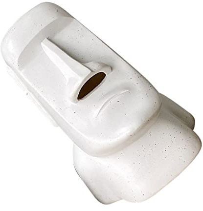 RORPOIR Moai Taschentuchbox Harz Facial Tissue Holder Mit Osterinsel Steinstatue Design Dekorativer Kosmetiktuchspender Für Badezimmer Wohnzimmer Büro Lustige Nase Austrittsöffnung Weiß
