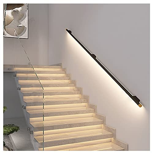 Xiaoxu LED-Handlauf aus Aluminium – Treppenhandlauf mit Licht – Wandstützhandlauf für Außen- und Innentreppen, Wohnmobile, Camper und Anhänger (Farbe: Schwarz, Größe: 59 Zoll/1,5 m)