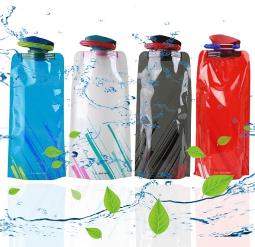 GGesii Cantimplora Botellas de agua plegables de 700 ml, botella de agua reutilizable BPAFree, para deportes al aire libre, ciclismo, senderismo, aventura y viajes (4 colores)