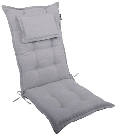 LILENO HOME Mar Cuscini per sedia da giardino, in set da 1, per sedia a sdraio con schienale alto, argento Y, comodi cuscini per sedie pieghevoli