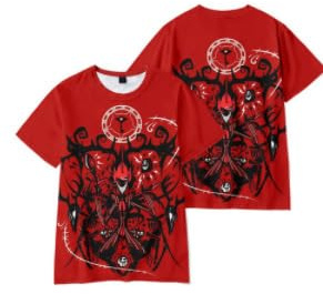 Puruuige Hazbin Hotel T Shirt Anime 3D Pattern Short Sleeve Alastor Angel Dust Charlie Print Men's Casual Crew Neck Cartoon Fashion Sport Pullover Tops XXS-XXL