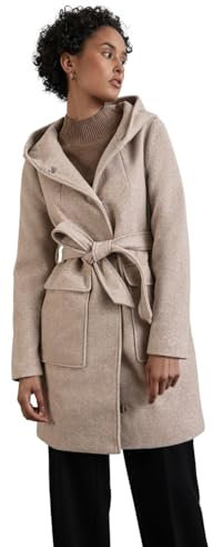 STREET ONE Damen A201961 Mantel mit Kapuze, Quinoa Beige Melange, 42