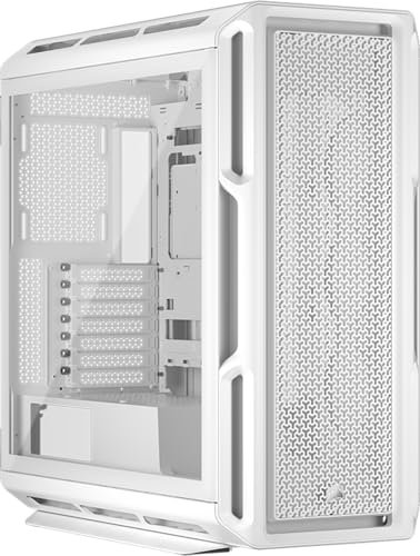 Corsair 5000T Boîtier PC ATX de Taille Moyenne – Panneaux Amovibles de Circulation d'air à l'avant et sur Le Toit, Intérieur Spacieux, ASUS BTF, MSI Project Zero, Gigabyte Project Stealth – Blanc