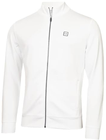 Calvin Klein Mens Concord Full Zip Stretch Soft Sweater - White - L
