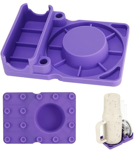Tapvai Escurridor para Vasos Stanley Cup de 30/40 oz,escurridor para Accesorios de Stanley Cup, escurridor de Silicona, para Vasos Stanley Cup, Pajita y Tapa, Accesorios para Stanley Cup (Morado)
