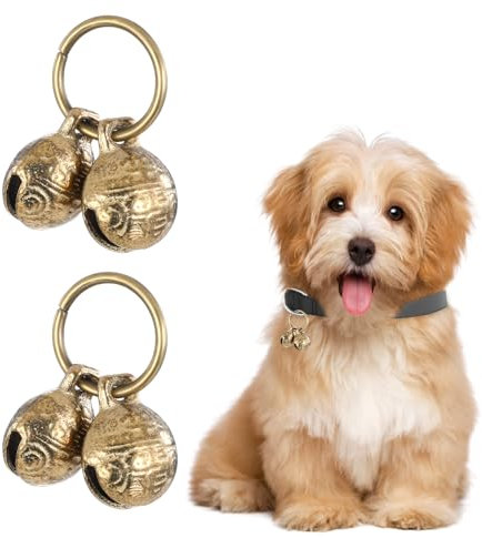 2 Sets Laute Katzen Hundeglocken, Retro Haustier Glocken Haustier Tracker Glöckchen Messing Halsband Anhänger Glocken Laute Haustiere Glöckchen Tracker-Glocken für Hunde Katze Trainieren Halskette