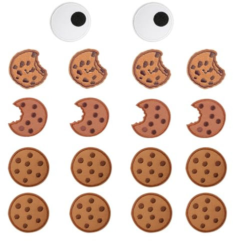 BSITSSS 18 Stück Keks Patches zum Aufbügeln, Cookie Aufnäher zum Aufbügeln, Niedlich Aufnäher Patches, Bügelpatches Moden, Aufbügel Patches für Rucksäcke Hosen Kleidung Jeans