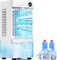 Air Cooler, 5L Portable Air Conditioner with 2 Ice Packs, 3 IN 1 air conditioning unit portable with Remote and Front Display, 3 Speeds & Cooling Mode (rice white)