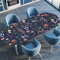Highdi 3D Mantel Oval con Bordes Elástica, Mantel Mesa Oval Ajustable y Antimanchas Protector de Mesas Oval para Jardín Exterior Comedor Cocina (Plantas y Flores 5,107x152cm)