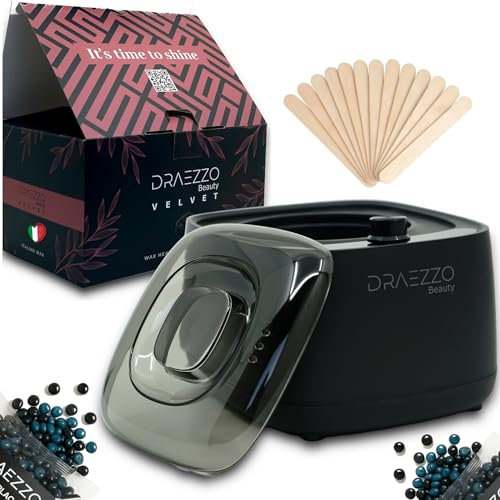 Draezzo Velvet - Calentador de Cera Depilatoria Profesional 450 ml - Kit con Maquina de Cera Caliente para Depilar + Cera Caliente Depilacion Italiana - It’s Time to Shine - Depiladora mujer