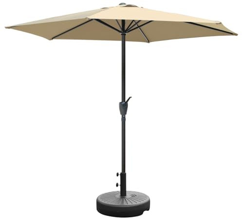 RANSENERS Kippbarer Sonnenschirm Ø 270 cm - Schirmständer Optional - Gartenschirm mit 8 Rippen - Hochwertiger Stoff mit UV 50+ zum Schutz vor Schädlichen Sonnenstrahlen im Freien