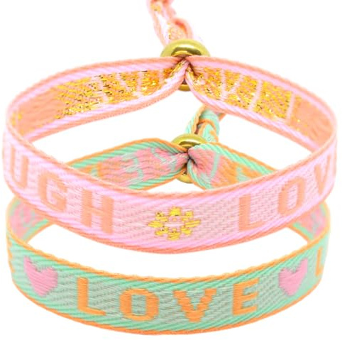 Selfmade Jewelry - Statement Festival Armband Stoff Armband Damen Stoffarmbänder in Pink für Festival Outfit Damen