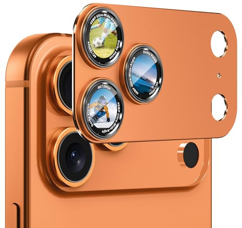 CACOE für iPhone 17 Pro Max Kameraschutz Linsenschutz,Orange | Anti-Kratz, Objektiv Schutzfolie, Kamera Schutz Linsenschutz,Metall 9H+,Kratzfestes,Display Vollschutzabdeckung