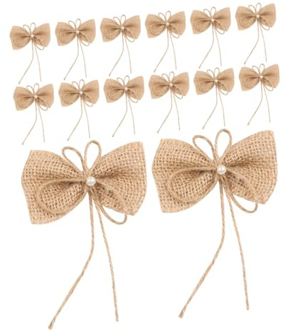 DIKACA 15 Piezas Lazos Rústicos de Yute para Decoración de Árbol de Navidad Adornos Artesanales para Fiestas Bodas y Manualidades