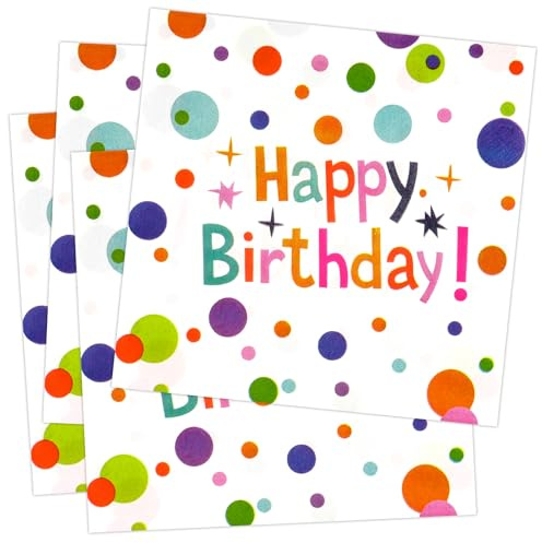 40 Servietten Geburtstag,Happy Birthday Servietten,Geburtstagsdeko | Geburtstag Servietten für Mädchen Junge Geburtstag Tischdeko , Happy Birthday Deko,33x33cm