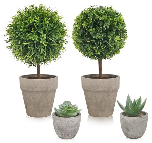 SHEPIN Kunstpflanze, 4 Stück Künstliche Pflanzen Wie Echt Zimmerpflanzen Klein Baum Fake Plant Sukkulenten Plastikpflanzen Grünpflanzen für Wohnzimmer Badezimmer Schlafzimmer Küche Büro Deko