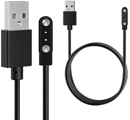 HENGBIRD 2 cavi di ricarica per smartwatch, 2 pin, 4 mm, cavo di ricarica magnetico USB, universale, compatibile con YAMA SW022, AGPTE LW11, Ticwatch GTX, Xiaomi Youpin LS05/RT LS05S