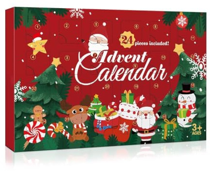 GALPADA Calendario de Adviento con 24 Adornos Colgantes, Colorido Calendario de Adviento Navideño para Decorar El Árbol Navidad, Cuenta Atrás para Fiestas Navideñas