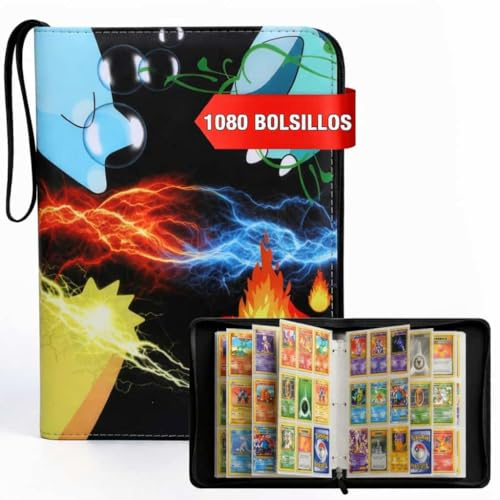 SILEI Álbum de Cartas Coleccionables con Capacidad de 1080 Cartas y 60 Páginas - Carpeta con Fundas - Álbum para Cartas (Trading Card Game y Juegos de Cartas Coleccionables)