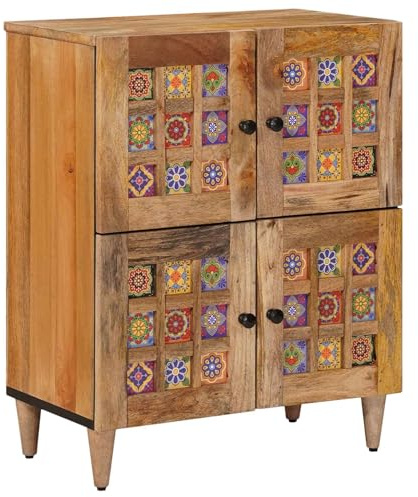vidaXL Sideboard mit Speicher Natur 60 x 33 x 75 cm Massivholz Mango