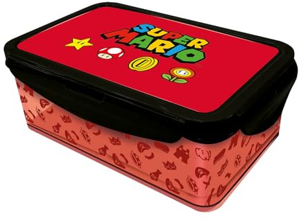 Elbenwald Super Mario - Lunchbox Icons 1070 ml Fassungsvermögen Kunststoff Kinder Erwachsene Arbeit Büro Schule