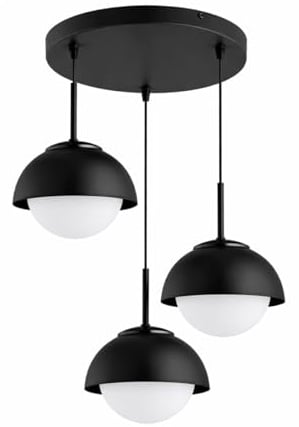 KAR LIGHTING Pendellampe 3-flammig Schwarz – Cosmo Kaschmir Wandlampe aus Metall & Glas – E27 Lampe für Flur oder Wohnzimmer – LED geeignet