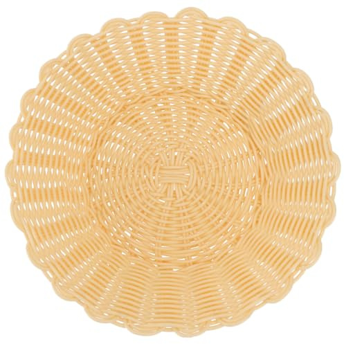 KOMBIUDA Cestino Portafrutta in Plastica Rattan Intrecciato, Cesto Portaoggetti da Cucina, Per Frutta e Snack, Khaki Riutilizzabile
