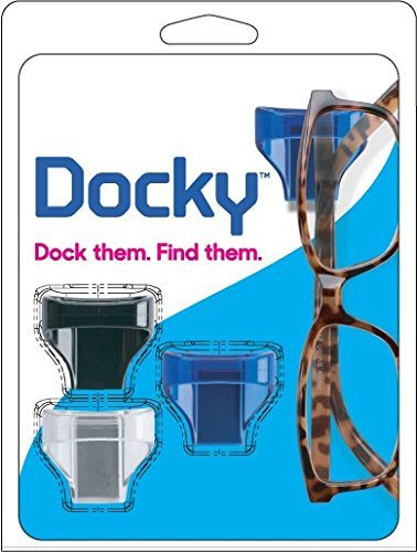 Docky: A 3-Pack of Adhesive Holders for Reading Glasses and Spectacles for the Car, Bathroom, Desk, or Bedroom. New Retainer Gadget for Sunglasses and Prescription Lenses - Never Lose Eyewear Again