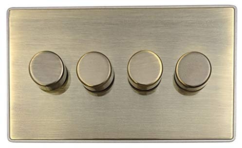 Screwless Antique Brass LED Dimmer Switch (4 Gang) - LAB514
