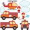 Fenstersticker Fensterfolie Feuerwehr-Set mit Fahrzeugen 100 x 100cm
